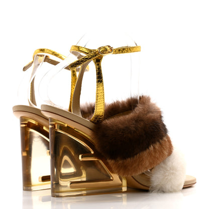 Fendi Mink Ayers Lucite Fendi First 95mm Sandals 37 Natural Brown 4 of 10