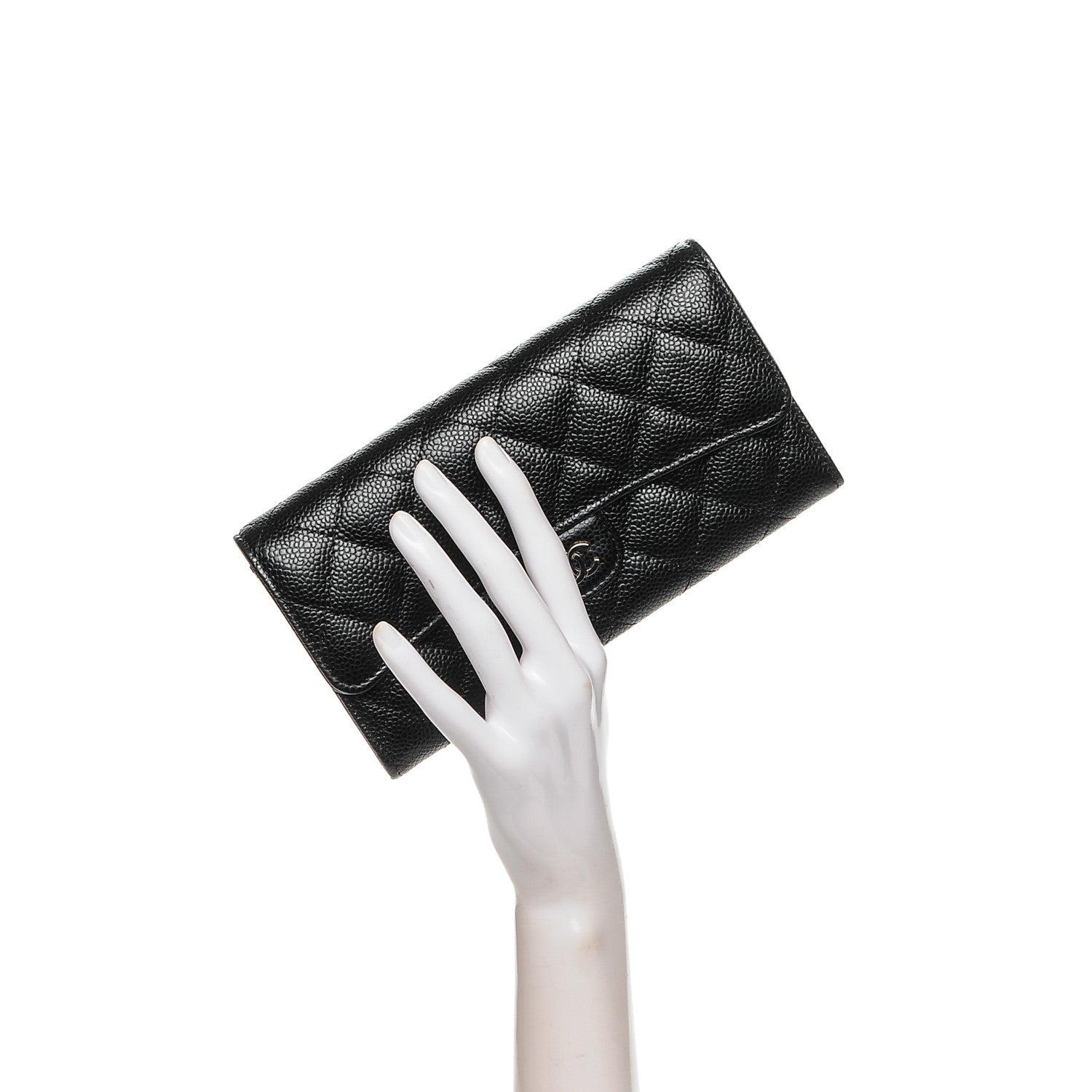 Chanel Caviar Quilted Large Gusset Flap Wallet Black 2 of 8