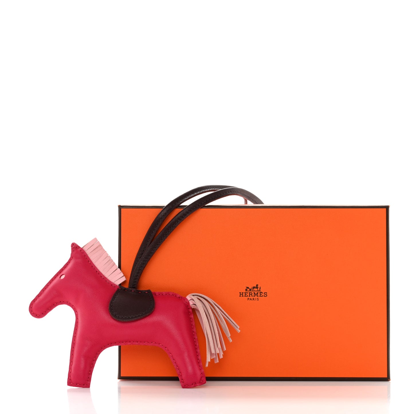 Milo Lambskin Grigri Rodeo Horse Bag Charm PM Rose Sakura Framboise Rouge Sellier