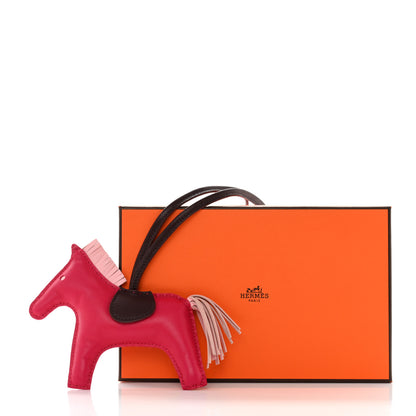 Hermes Milo Lambskin Grigri Rodeo Horse Bag Charm PM Rose Sakura Framboise Rouge Sellier 5 of 5