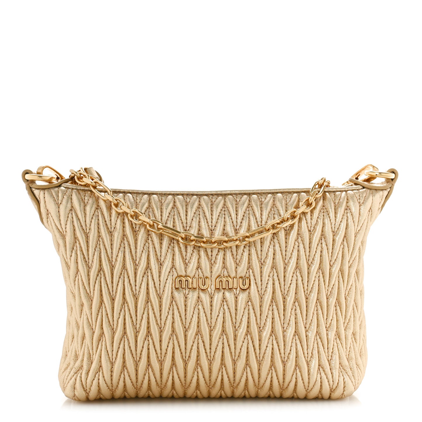 Metallic Nappa Matelasse Chain Shoulder Bag Platino