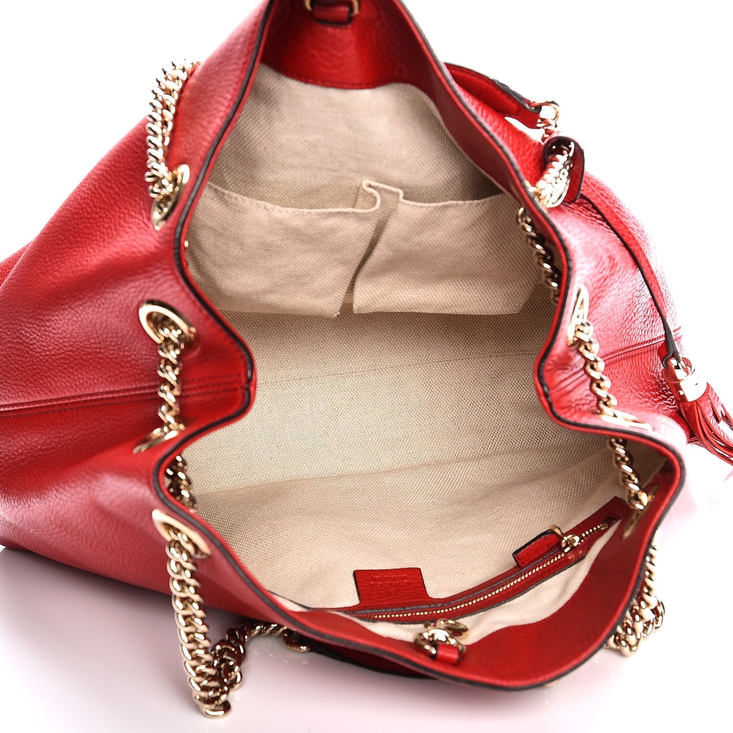 Pebbled Calfskin Medium Soho Chain Shoulder Bag Tabasco Red