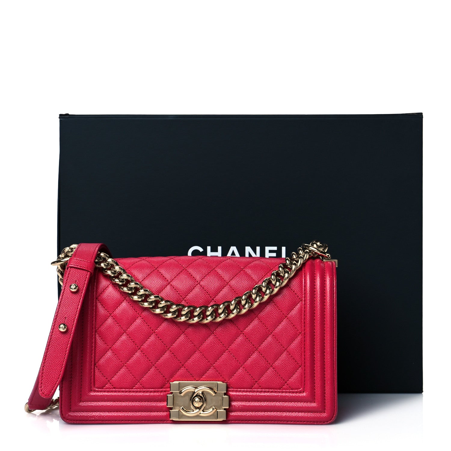 Chanel Caviar Quilted Medium Boy Flap Fuchsia 14 of 14