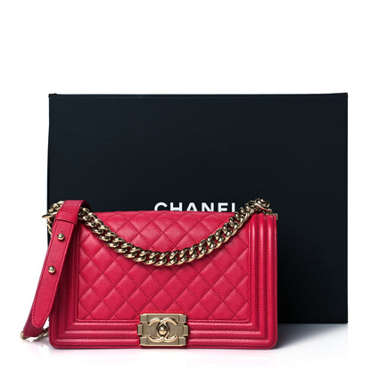 Chanel Caviar Quilted Medium Boy Flap Fuchsia 14 of 14