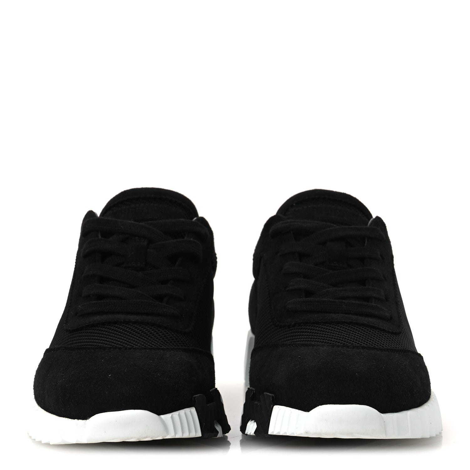 Hermes Textured Mesh Suede Goatskin Bouncing Sneakers 40 Black 3 of 11
