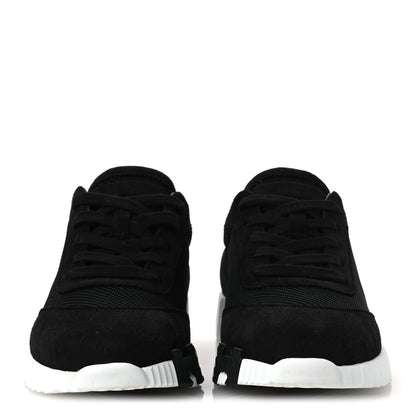 Hermes Textured Mesh Suede Goatskin Bouncing Sneakers 40 Black 3 of 11
