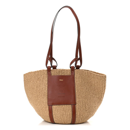 Chloe Raffia Calfskin Large Basket Tote Tan 1 of 10