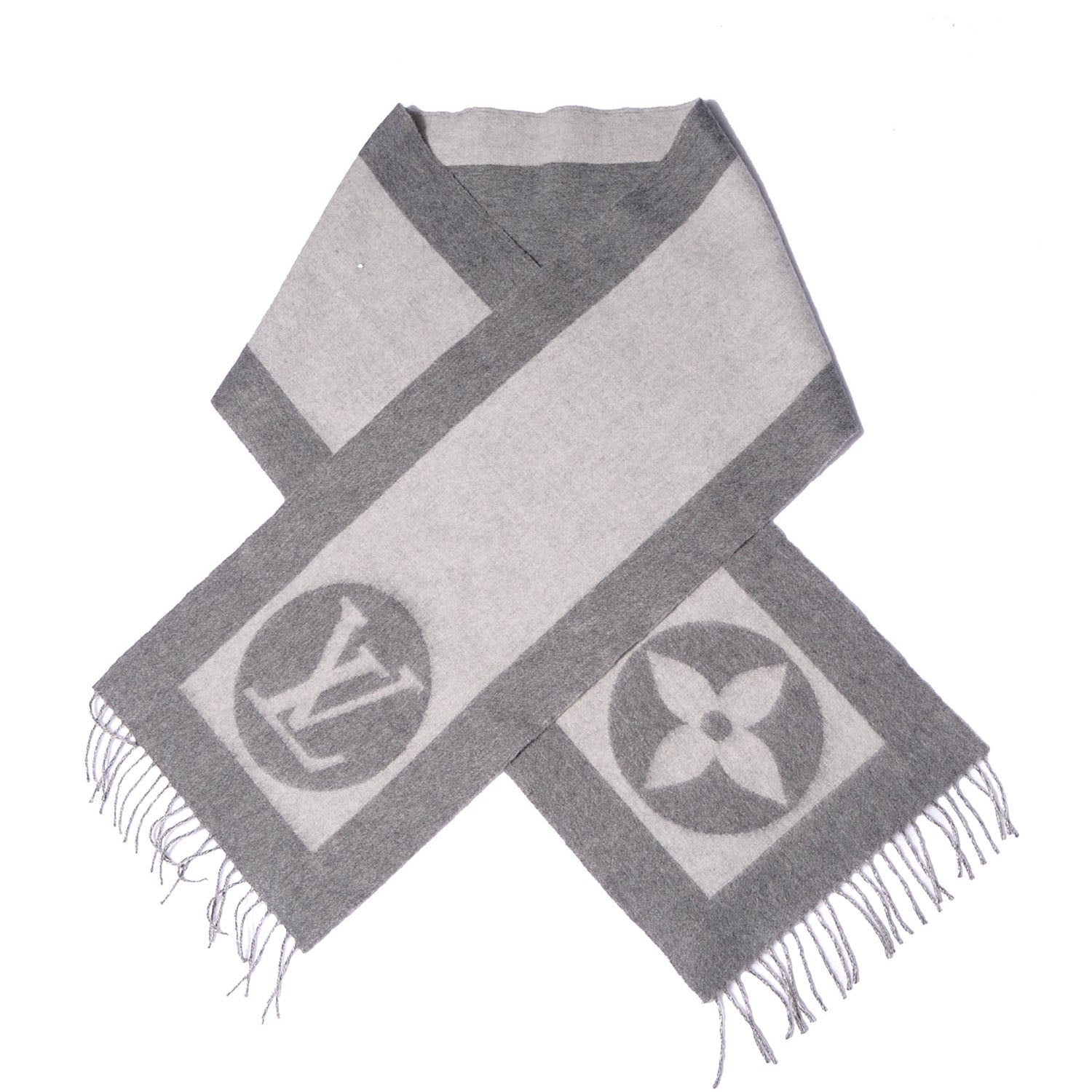 Louis Vuitton Wool Angora Cardiff Scarf Grey 1 of 4