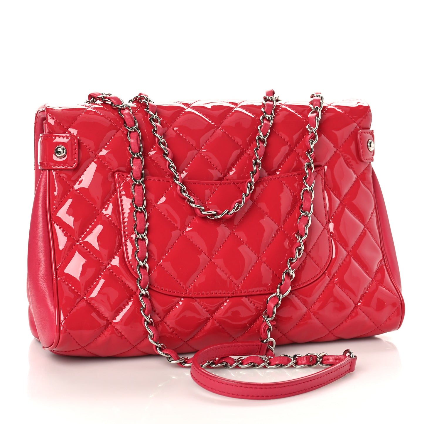 Patent Quilted Medium Rock In Rome Single Flap Dark Pink