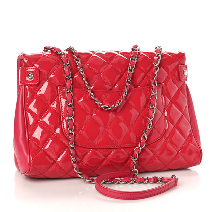 Chanel Patent Quilted Medium Rock In Rome Single Flap Dark Pink 3 of 9