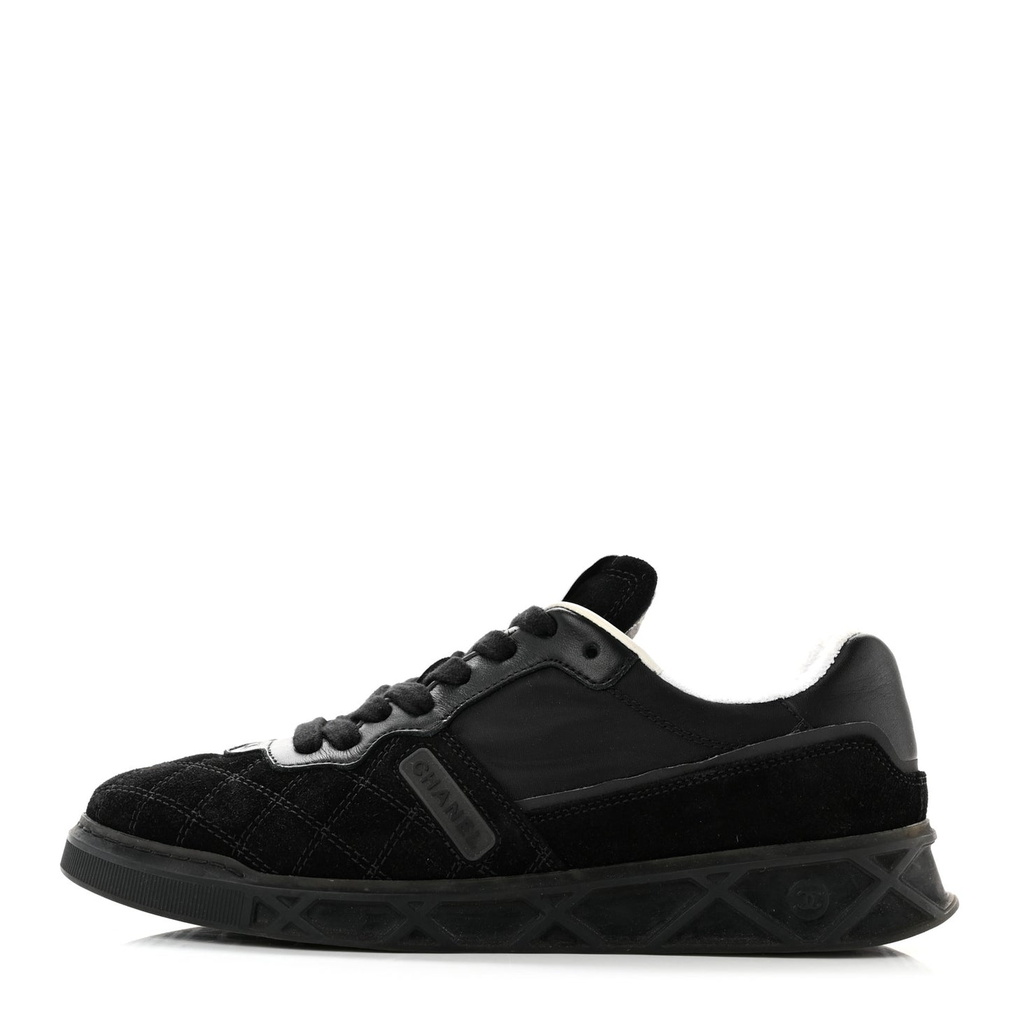 Suede Calfskin Quilted Sneakers 37 Black