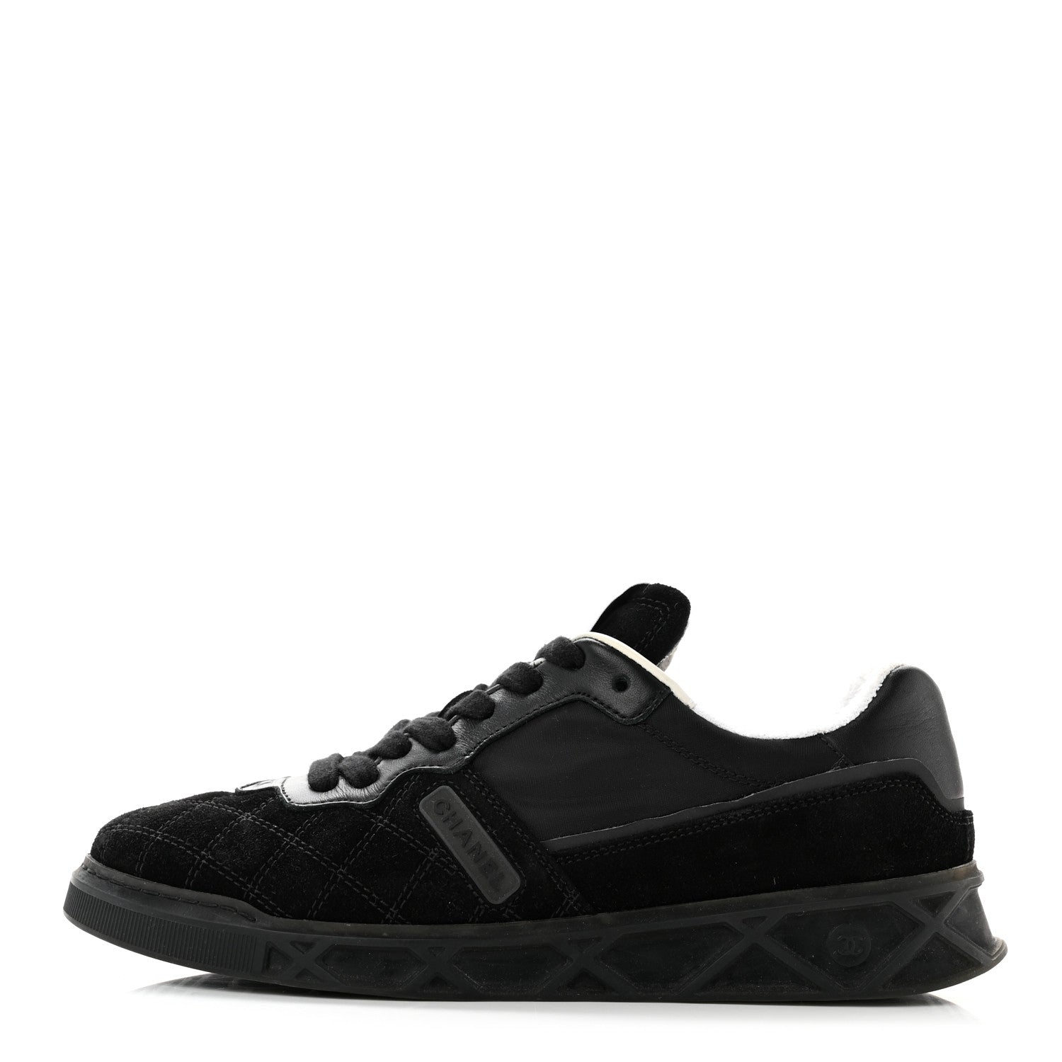 Chanel Suede Calfskin Quilted Sneakers 37 Black 1 of 10