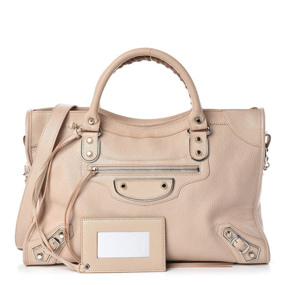 Balenciaga Chevre Silver Metallic Edge Hardware City Beige Tapioca 1 of 26