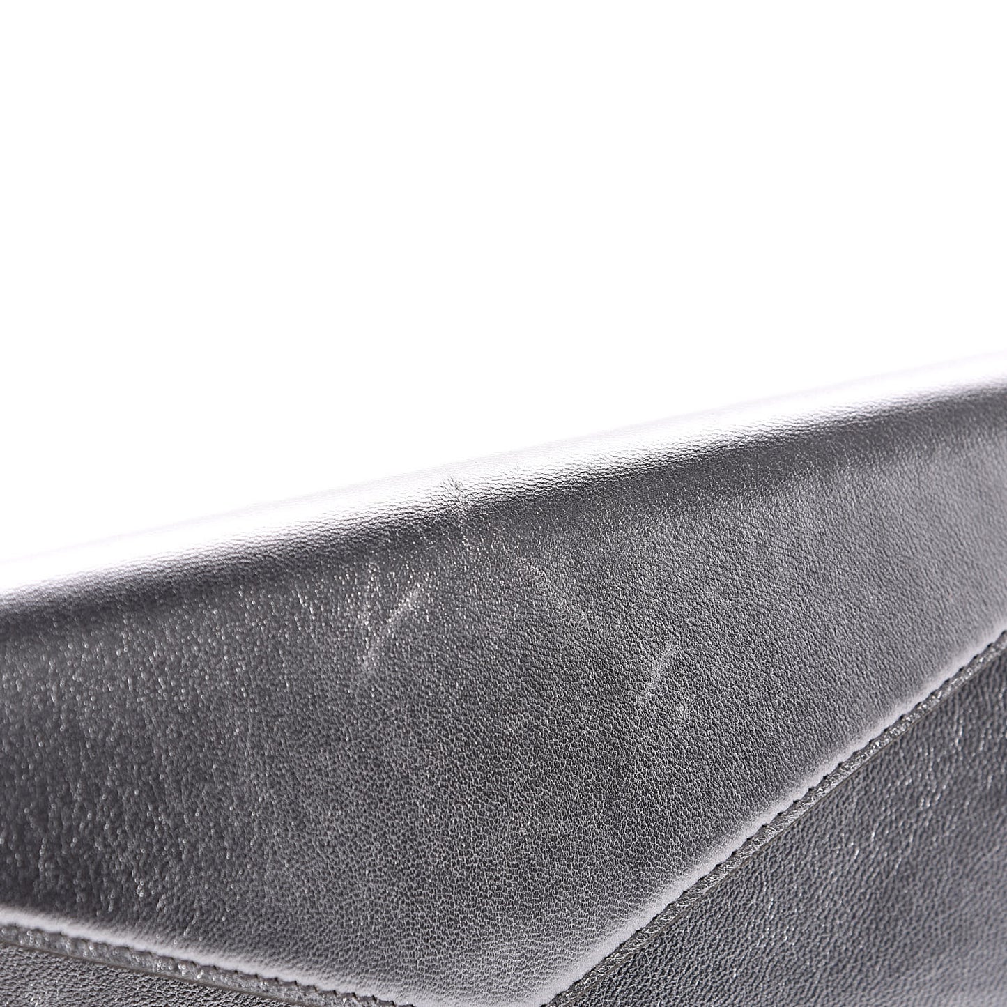 Metallic Calfskin Y-Mail Clutch Silver
