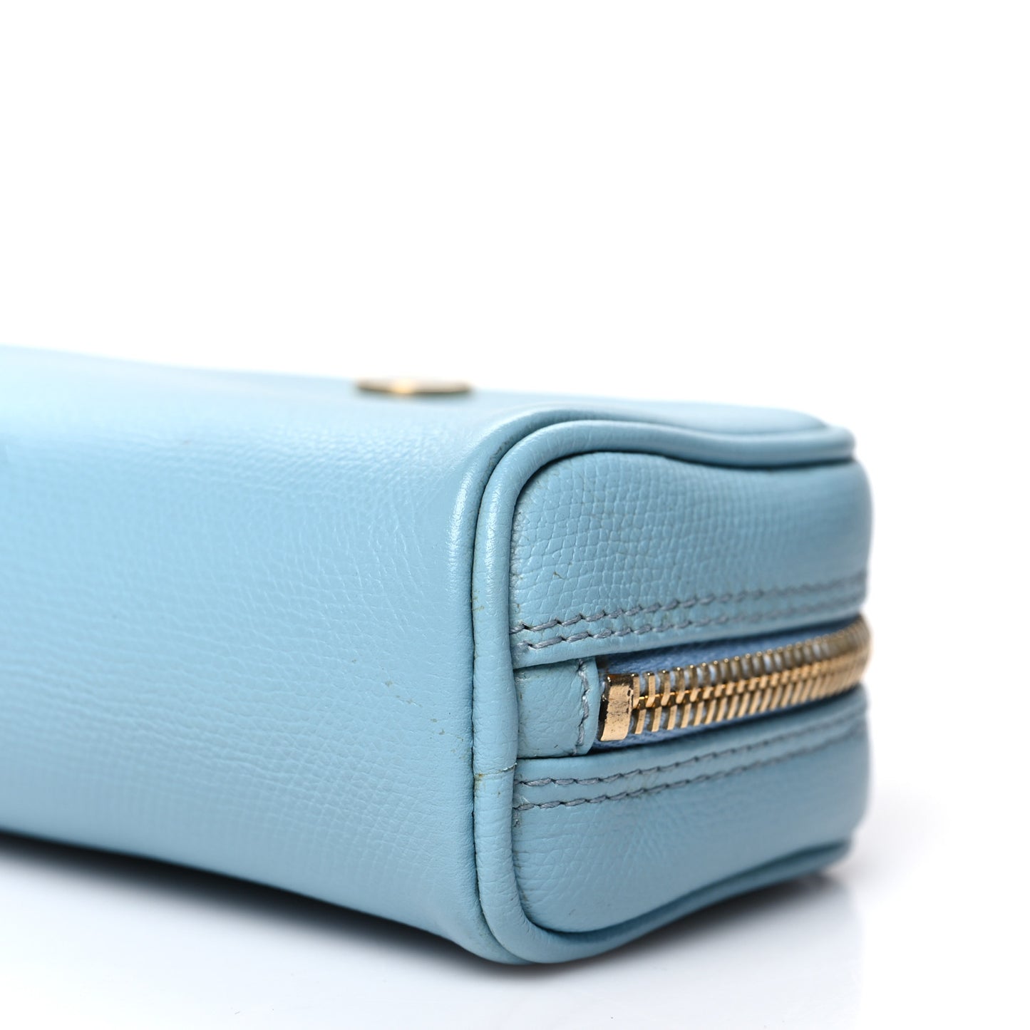 Grained Calfskin CC Button Small Pouch Cosmetic Case Blue