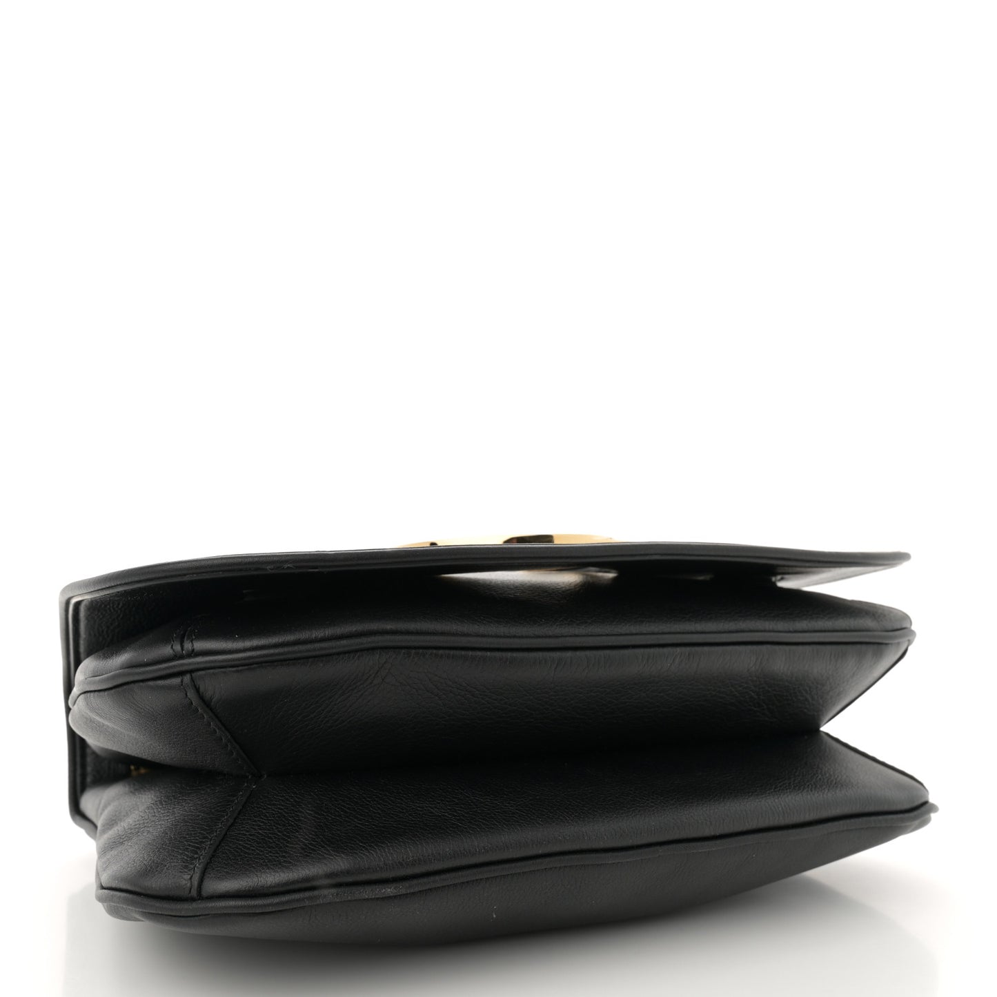 Roxy Calfskin Web Medium Blondie Shoulder Flap Bag Black