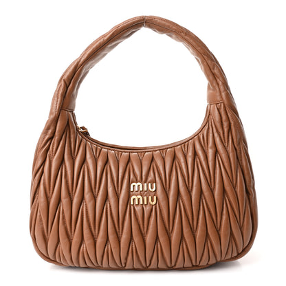 Miu Miu Nappa Matelasse Wander Large Hobo Cognac 1 of 10