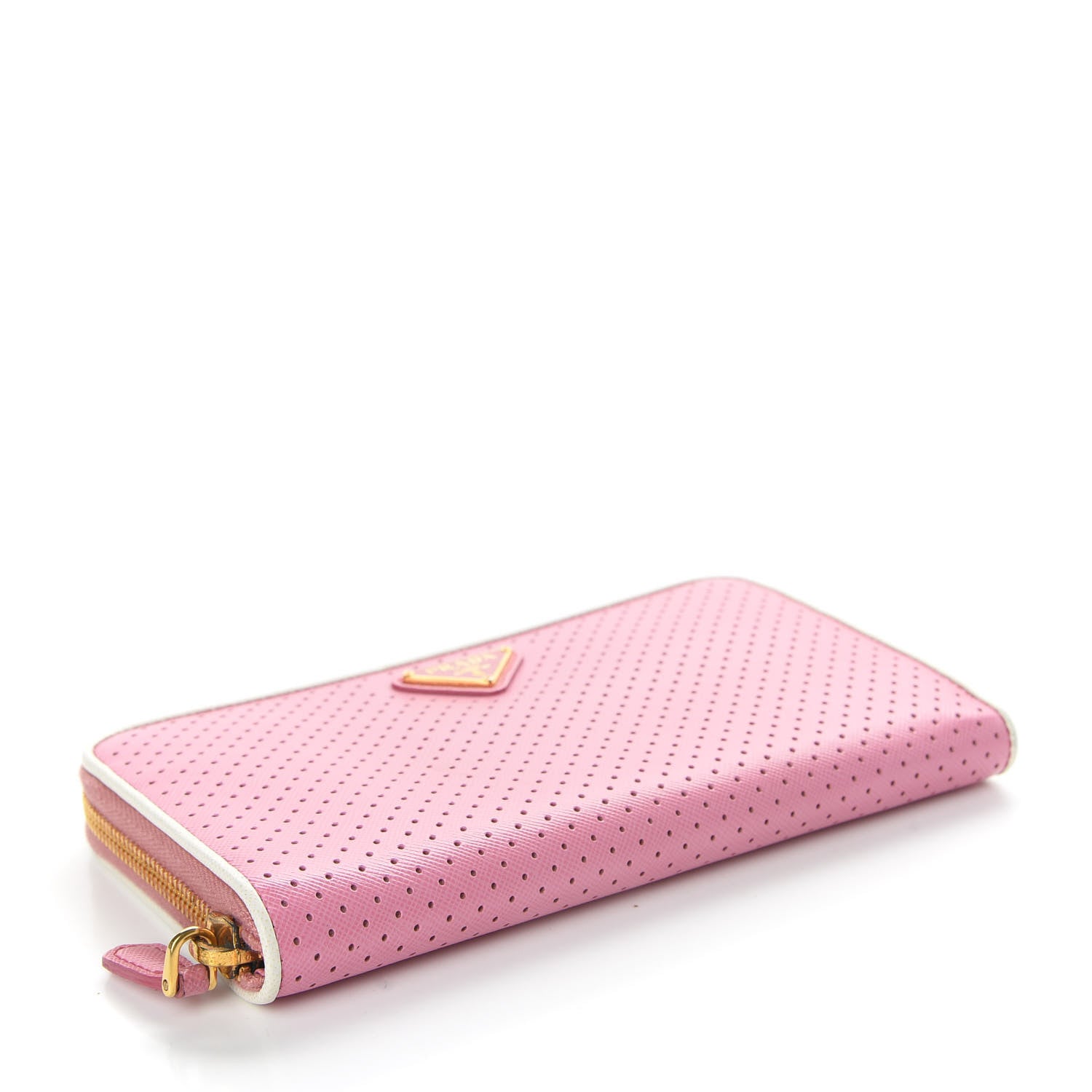 Prada Saffiano Perforated Zip Around Wallet Geranio 4 of 7