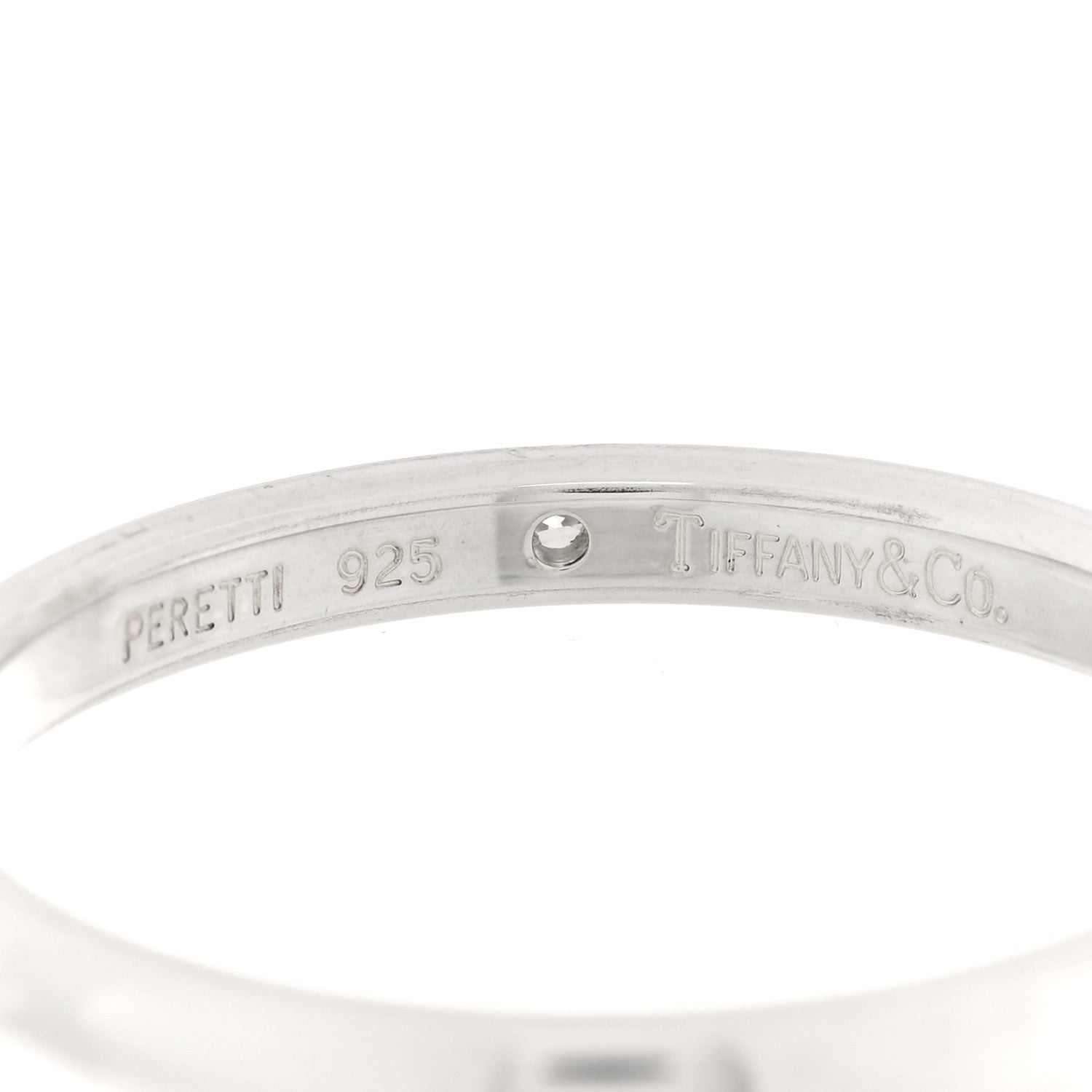 Tiffany Elsa Peretti Sterling Silver Diamond Band Ring 67 11.75 5 of 5