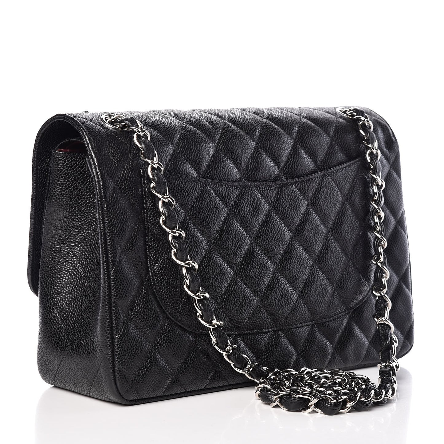 Caviar Quilted Jumbo Double Flap Black