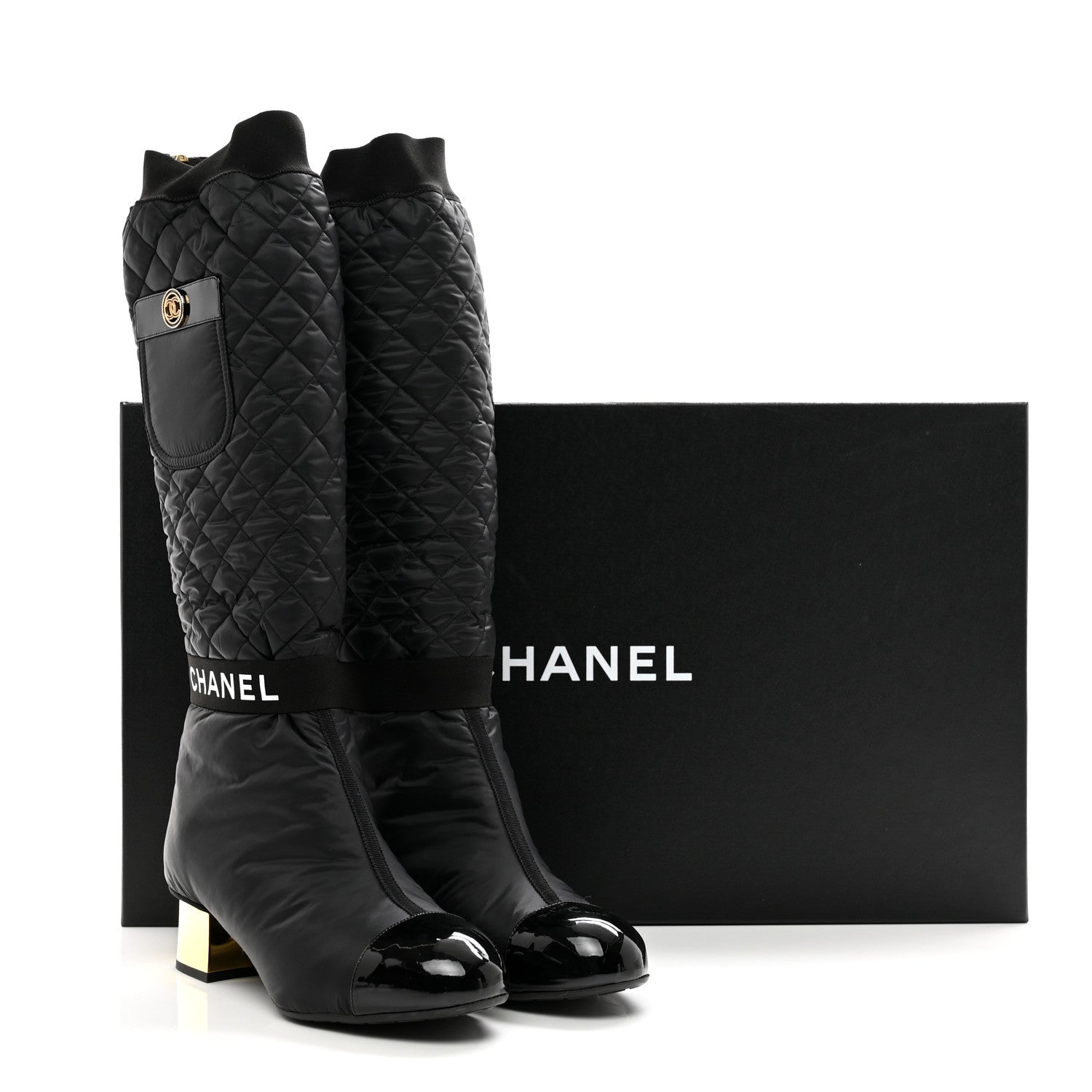 Chanel Mixed Fibers Lambskin Patent Calfskin Convertible High Boots 41 Black 10 of 10