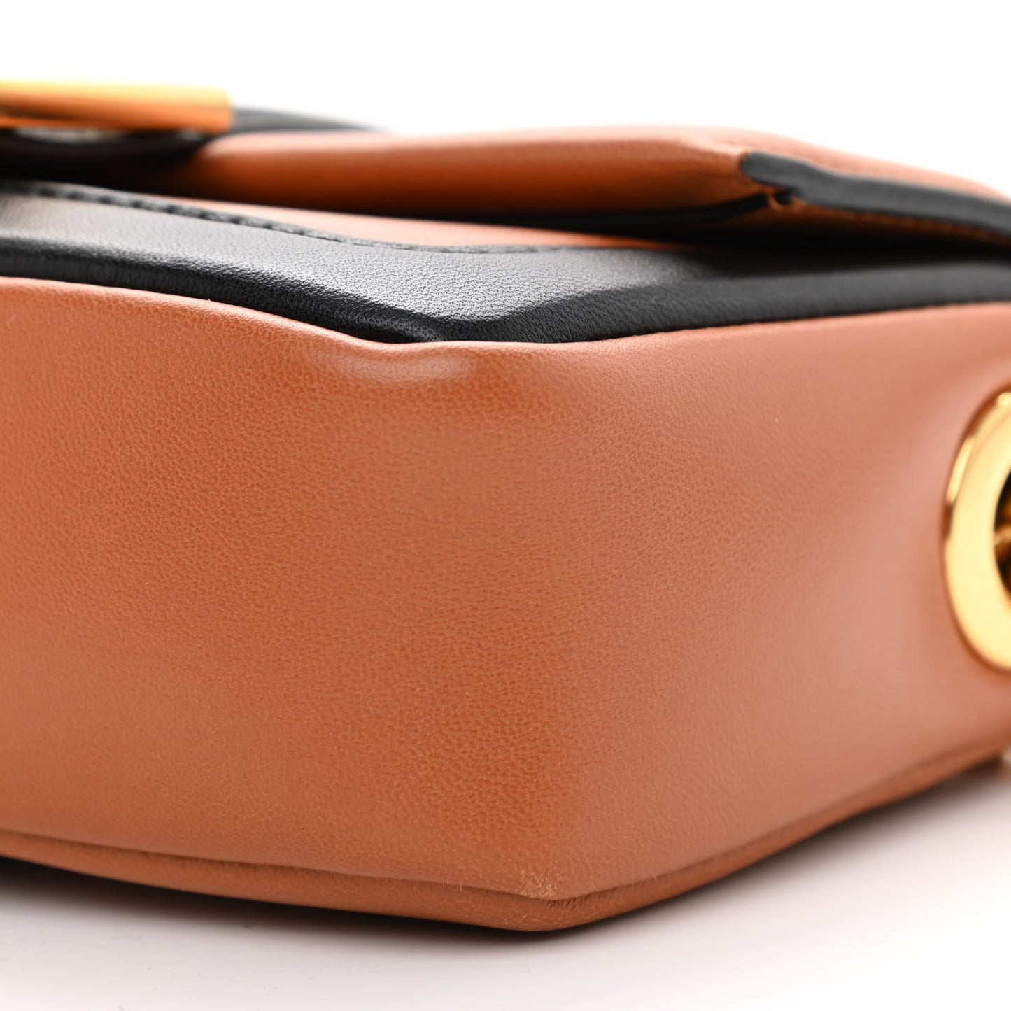 Nappa Apolo Bi-Color Mini Chain Baguette Brandy Black