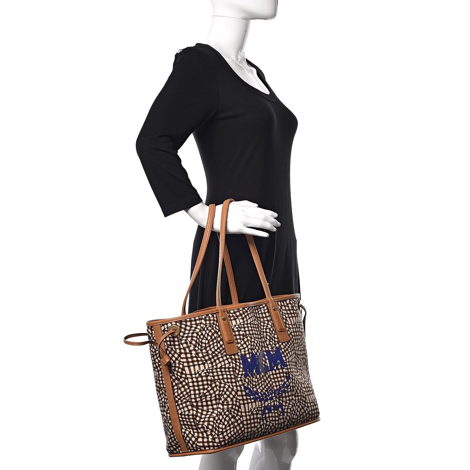 MCM Visetos Medium Liz Reversible Shopper Tote Cognac 2 of 13