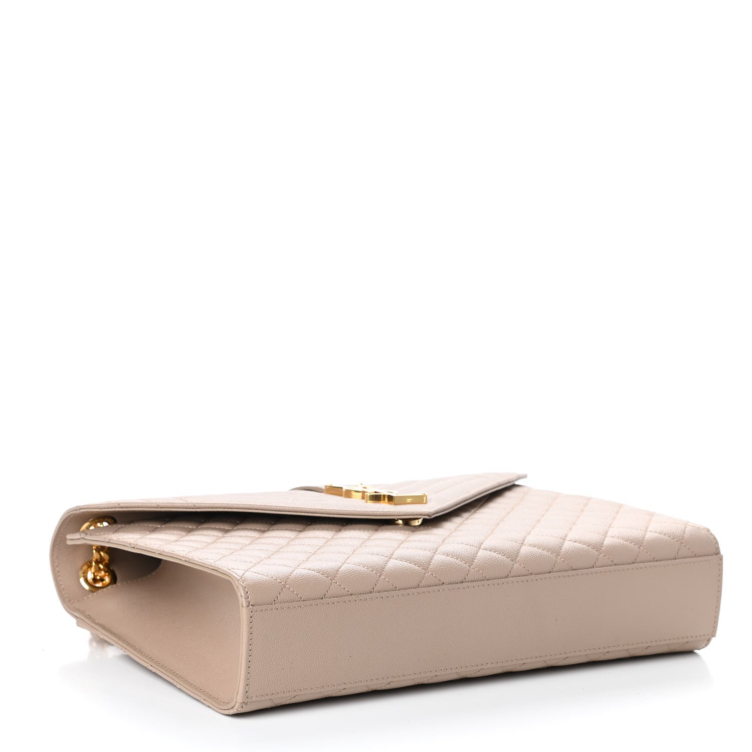 Saint Laurent Grain De Poudre Mixed Matelasse Large Triquilt Monogram Satchel Nude Powder 4 of 9
