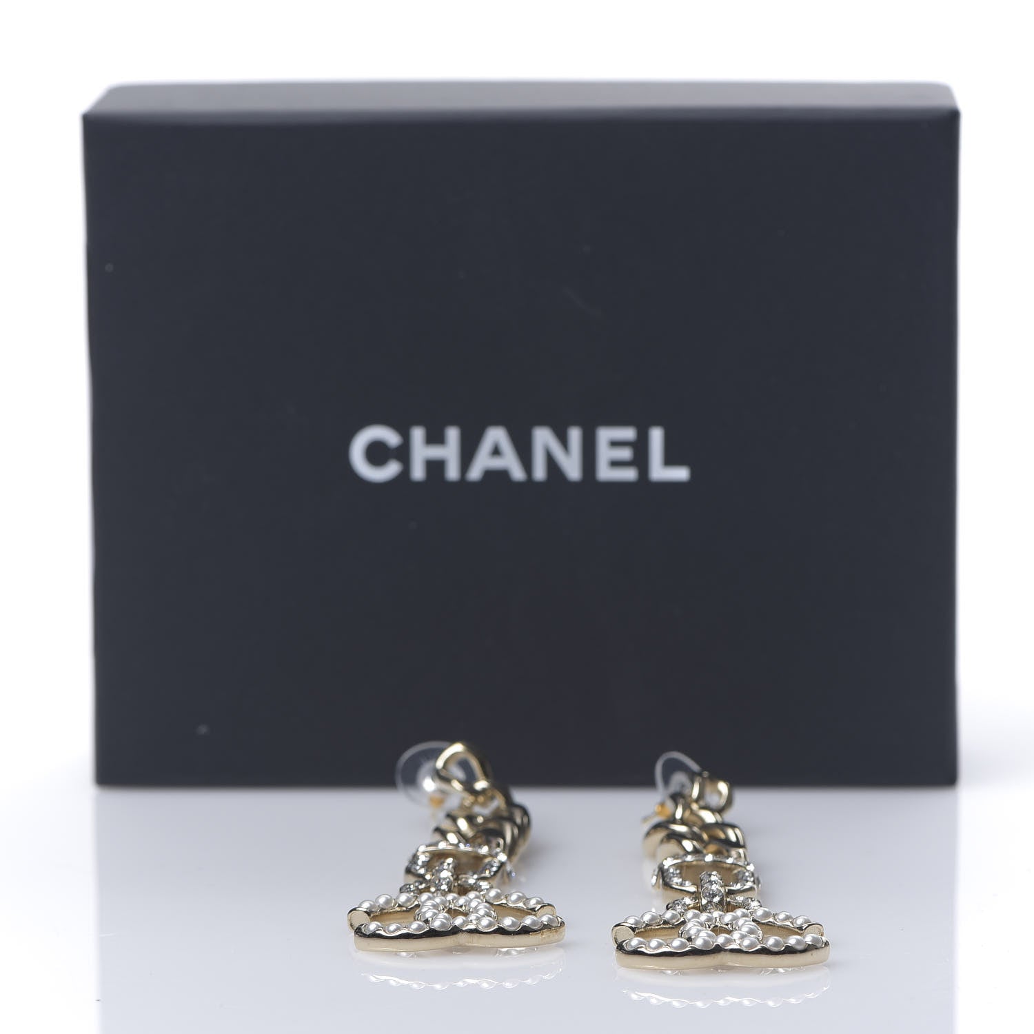 Chanel Metal Crystal CC Vendome CC Dangle Earrings Gold 5 of 5