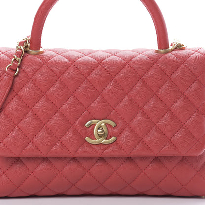 Chanel Caviar Quilted Small Coco Handle Flap Red 8 of 11