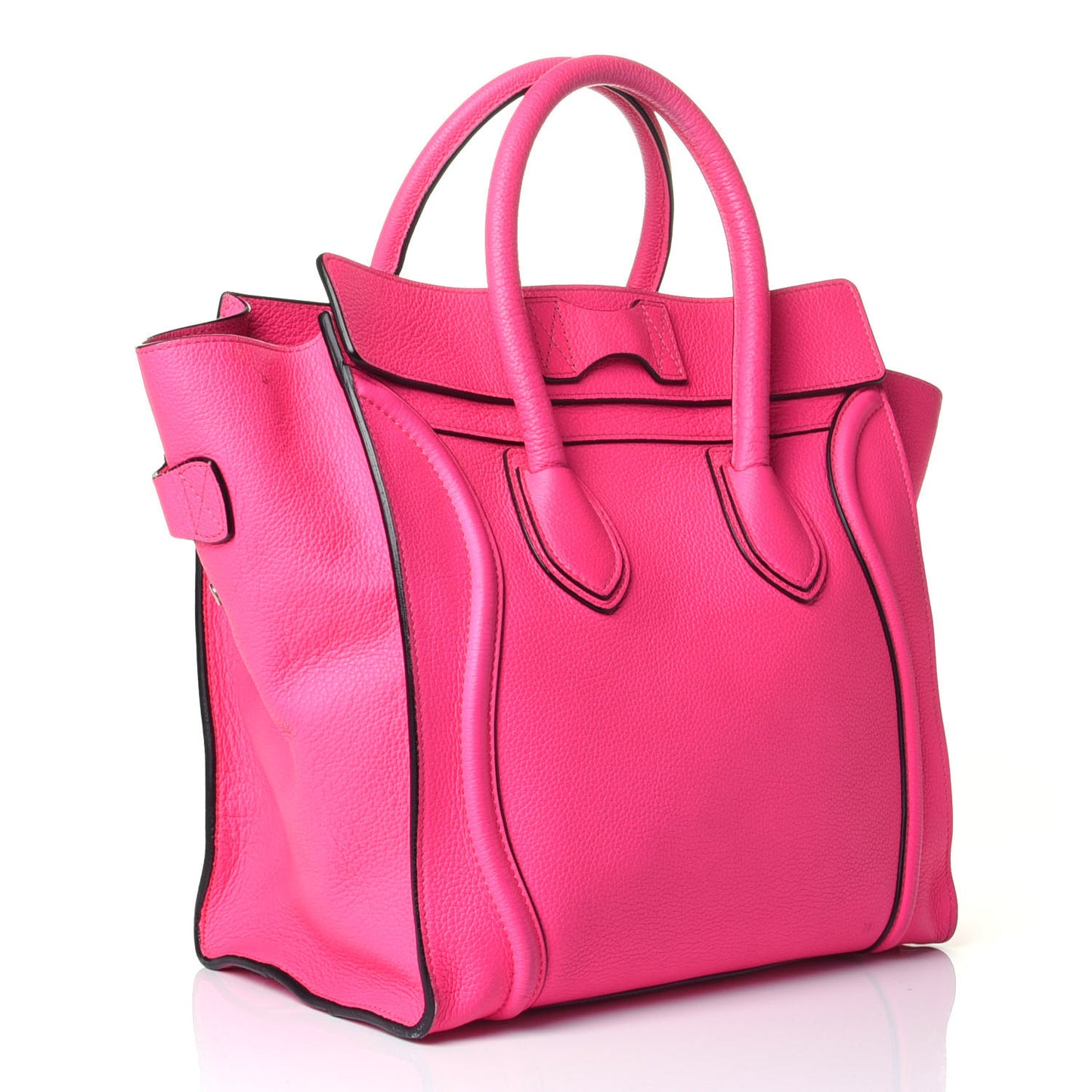 Drummed Calfskin Mini Luggage Fluo Pink