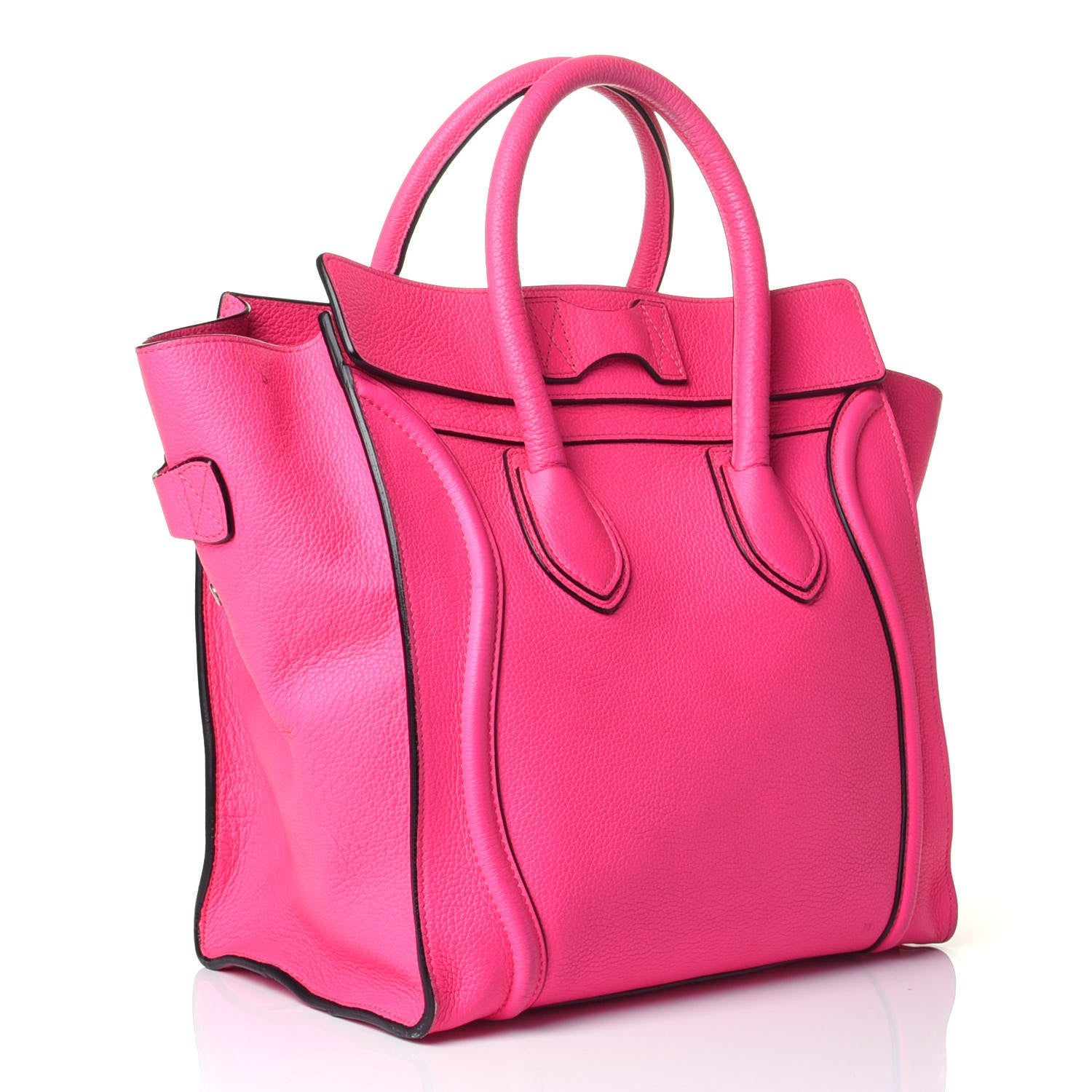 Celine Drummed Calfskin Mini Luggage Fluo Pink 2 of 10