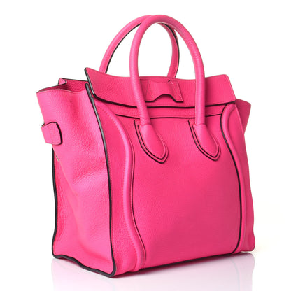 Celine Drummed Calfskin Mini Luggage Fluo Pink 2 of 10