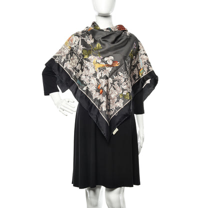 Gucci Silk Twill Wondergardenia Square Scarf Anthracite 2 of 4