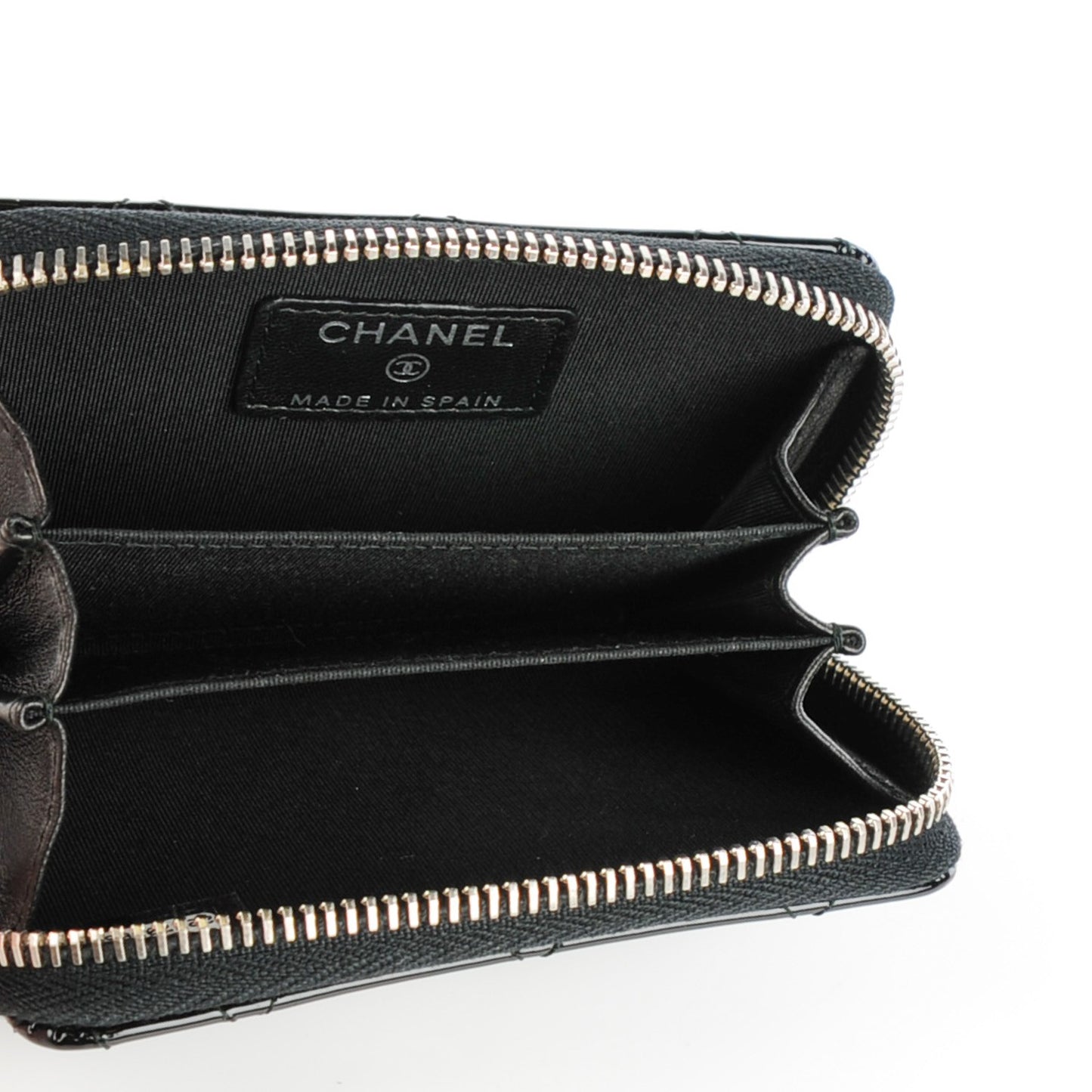 Patent Quilted Coco Boy Zip Coin Purse Black