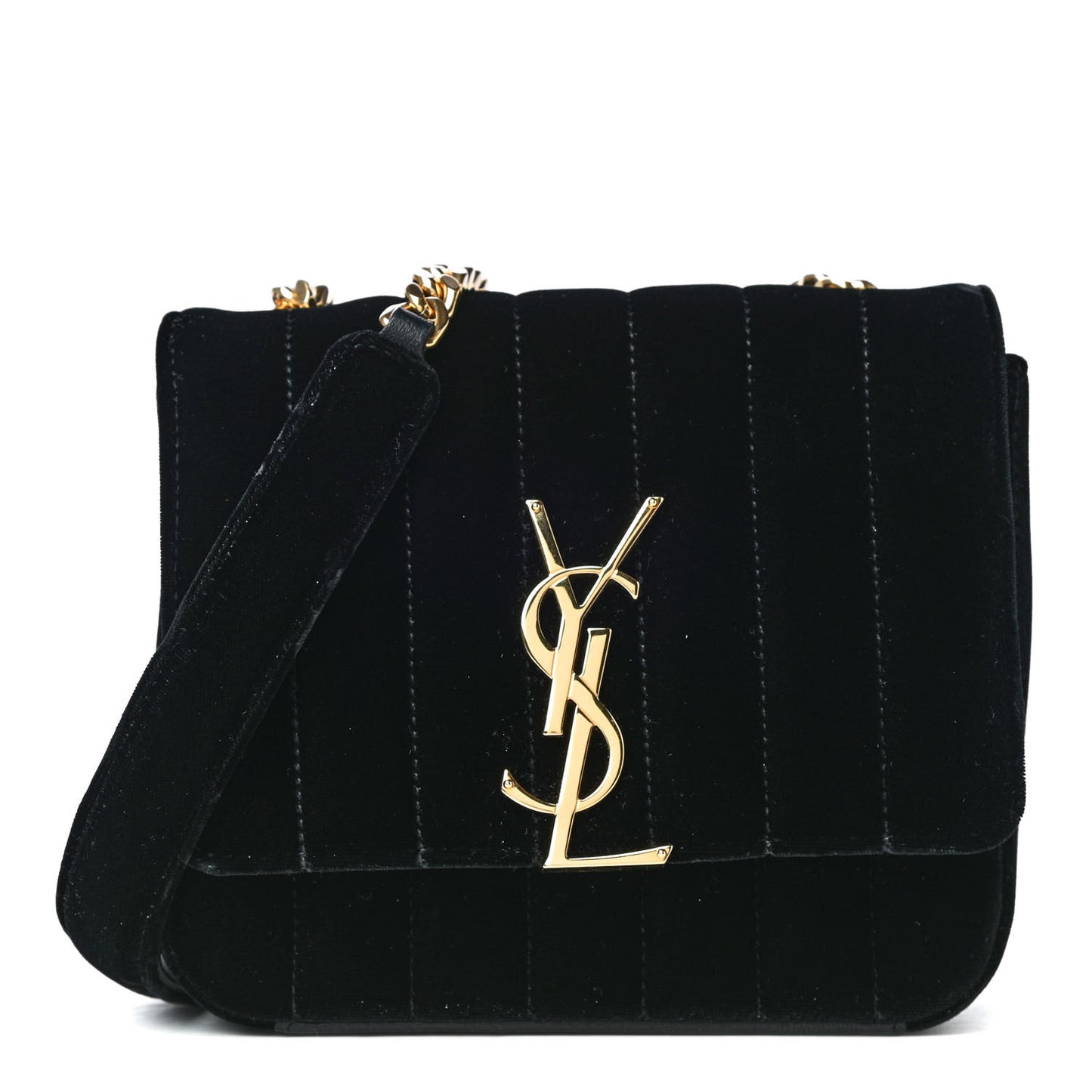 Velvet Matelasse Small Vicky Chain Bag Black