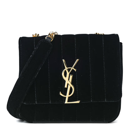 Saint Laurent Velvet Matelasse Small Vicky Chain Bag Black 1 of 4