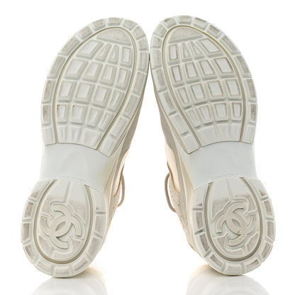 Chanel Suede Calfskin Mens CC Sneakers 42 White 5 of 8