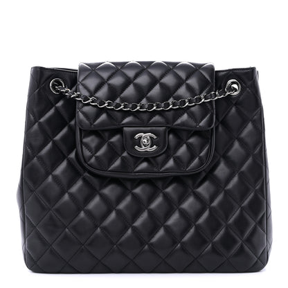 Chanel Lambskin Quilted Front Flap Tote Black 1 of 11