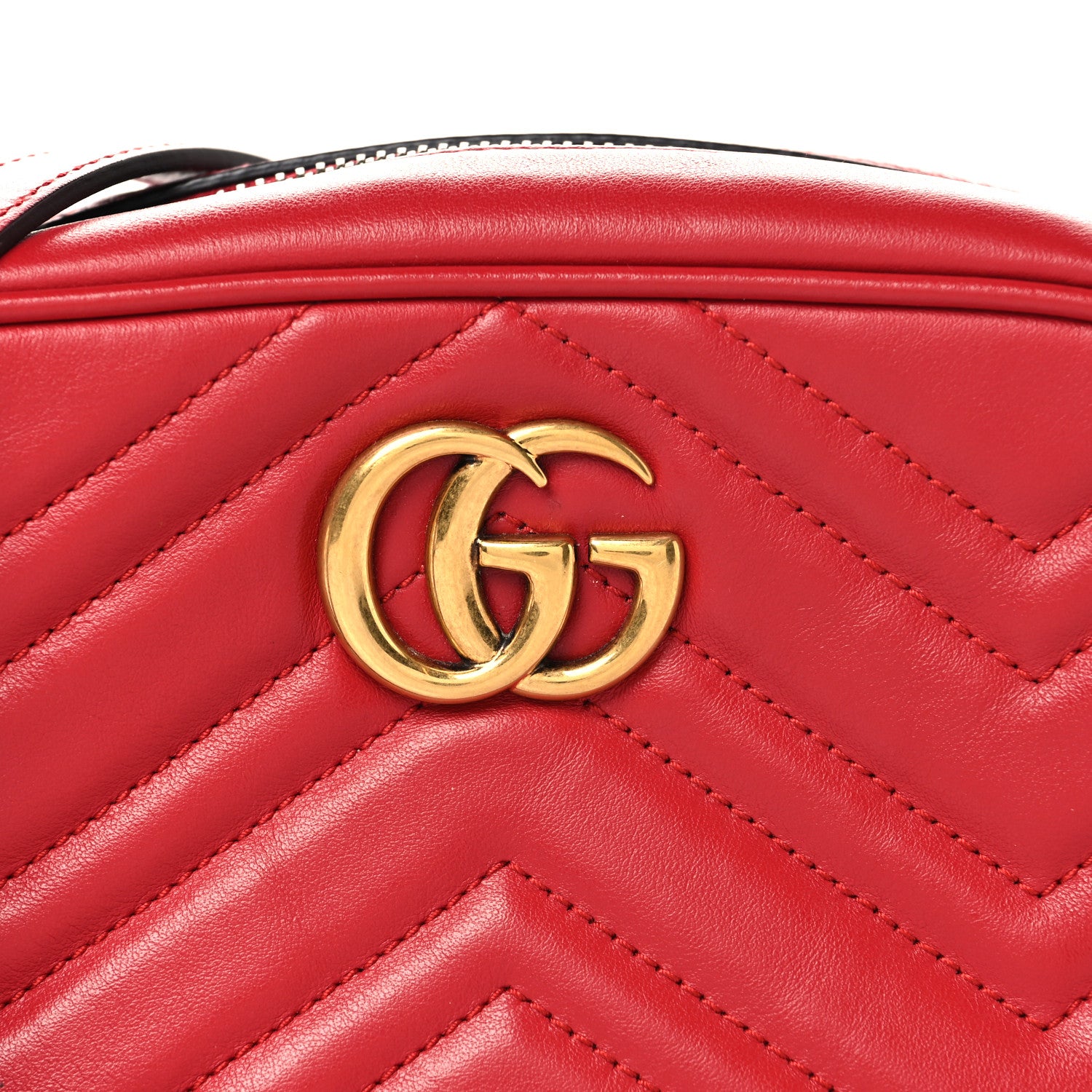 Gucci Calfskin Matelasse Mini GG Marmont Chain Shoulder Bag Hibiscus Red 8 of 10