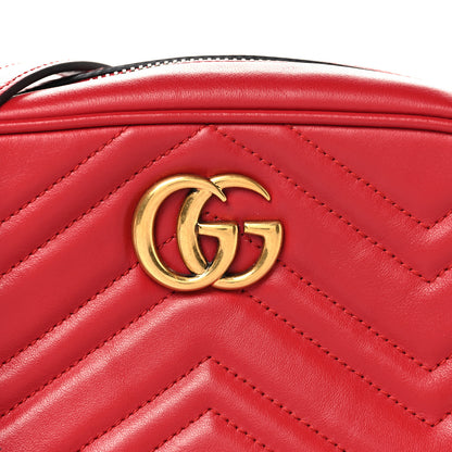 Gucci Calfskin Matelasse Mini GG Marmont Chain Shoulder Bag Hibiscus Red 8 of 10