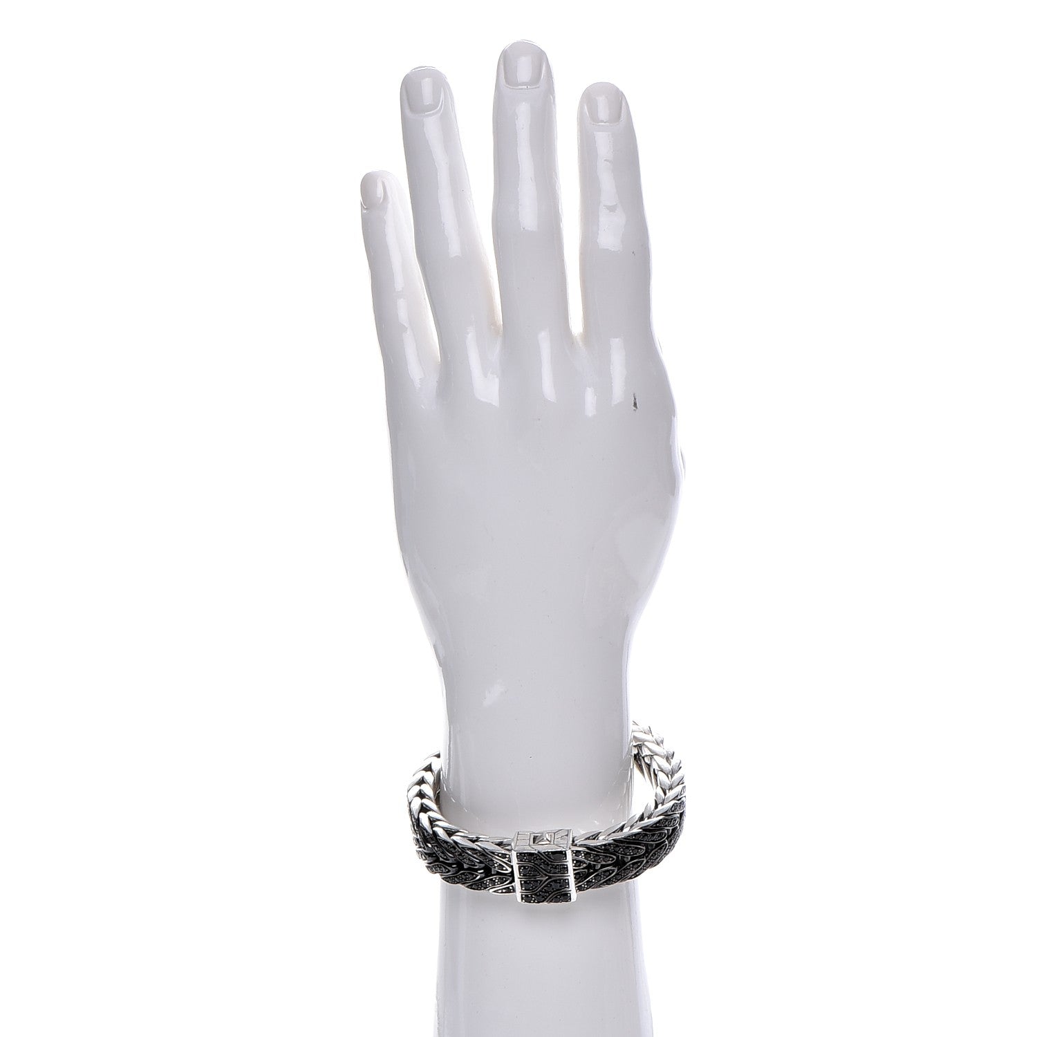 John Hardy Mens Sterling Silver Black Sapphire Raja Bracelet M 2 of 6