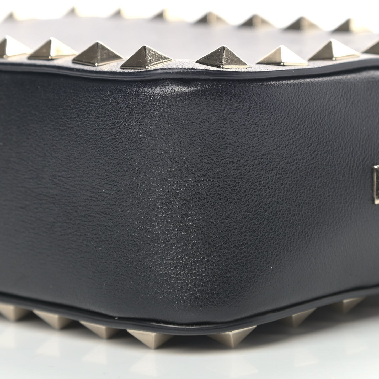 Calfskin Small Rockstud Chain Camera Crossbody Bag Black