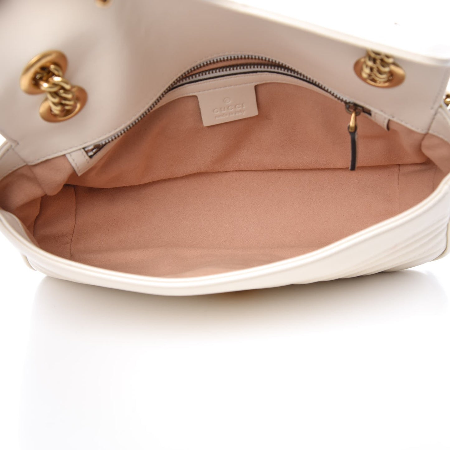 Calfskin Matelasse Small GG Marmont Shoulder Bag White