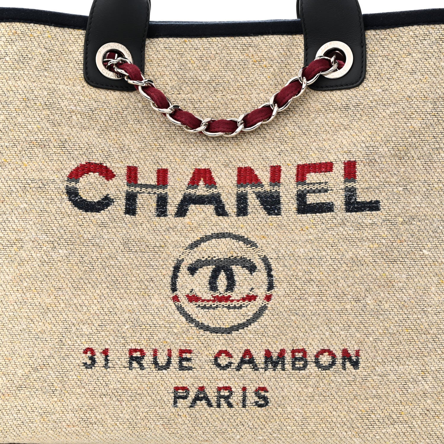Chanel Striped Canvas Medium Deauville Tote Beige 8 of 11