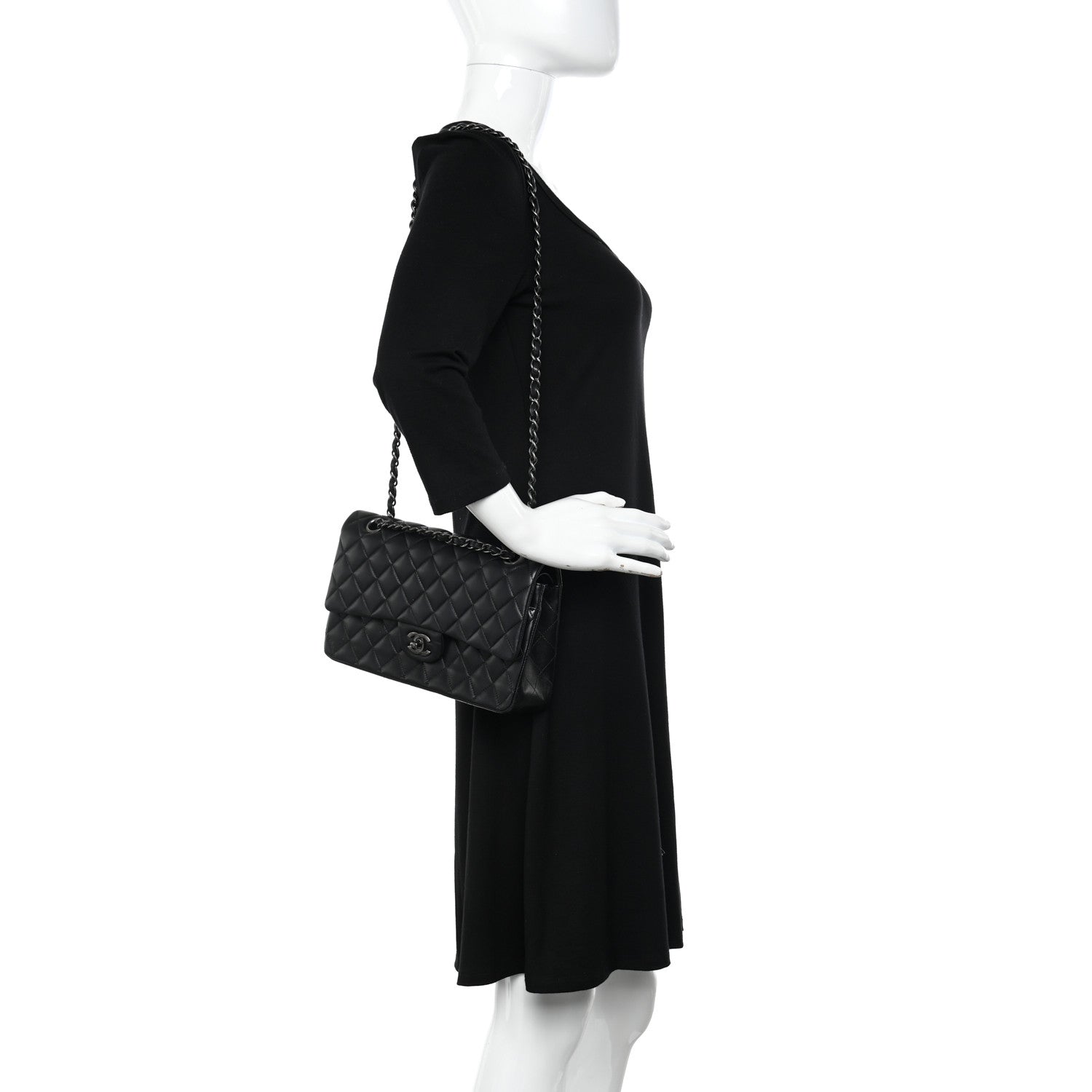 Chanel Lambskin Quilted Medium Double Flap Black 2 of 11