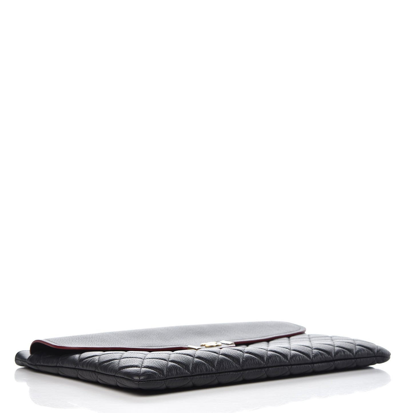 Grained Calfskin Quilted Large Archi Chic Cosmetic Case Black