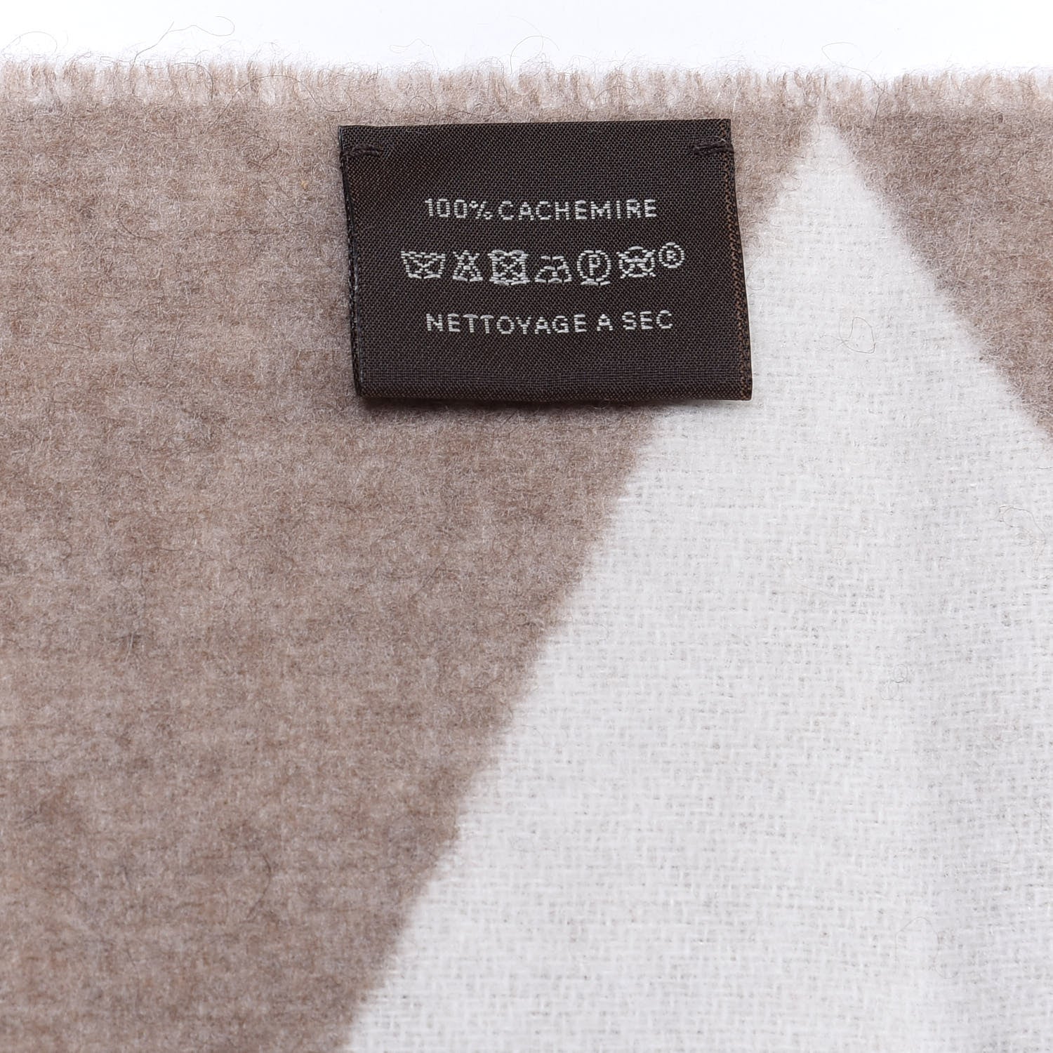 Hermes Cashmere Casaque Zig Zag Muffler Etoupe Ivory 3 of 4