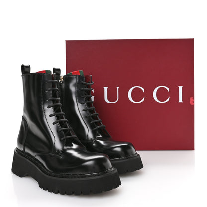 Gucci Spice Lux Nappa Web Combat Boots 40 Black 8 of 9