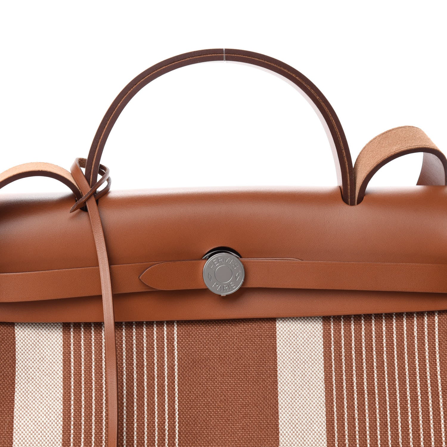 Hermes Vache Hunter Toile H Vibration Herbag Zip Retourne 31 PM Fauve Ecru Beige 11 of 12